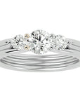 Inel de Logodnă Triplu din Aur 14k cu Trei Diamante Create în Laborator de 0.91 ct din 14k Aur Alb - Castelo.ro