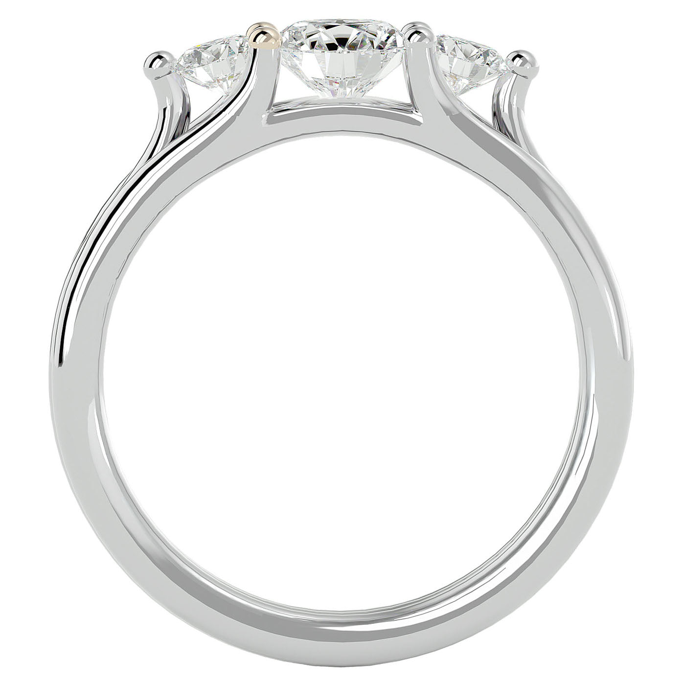 Inel de Logodnă Triplu din Aur 14k cu Trei Diamante Naturale de 0.91 ct din 14k Aur Alb - Castelo.ro