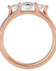 Inel de Logodnă Triplu din Aur 14k cu Trei Moissanite de 0.91 ct din 14k Aur Roz - Castelo.ro