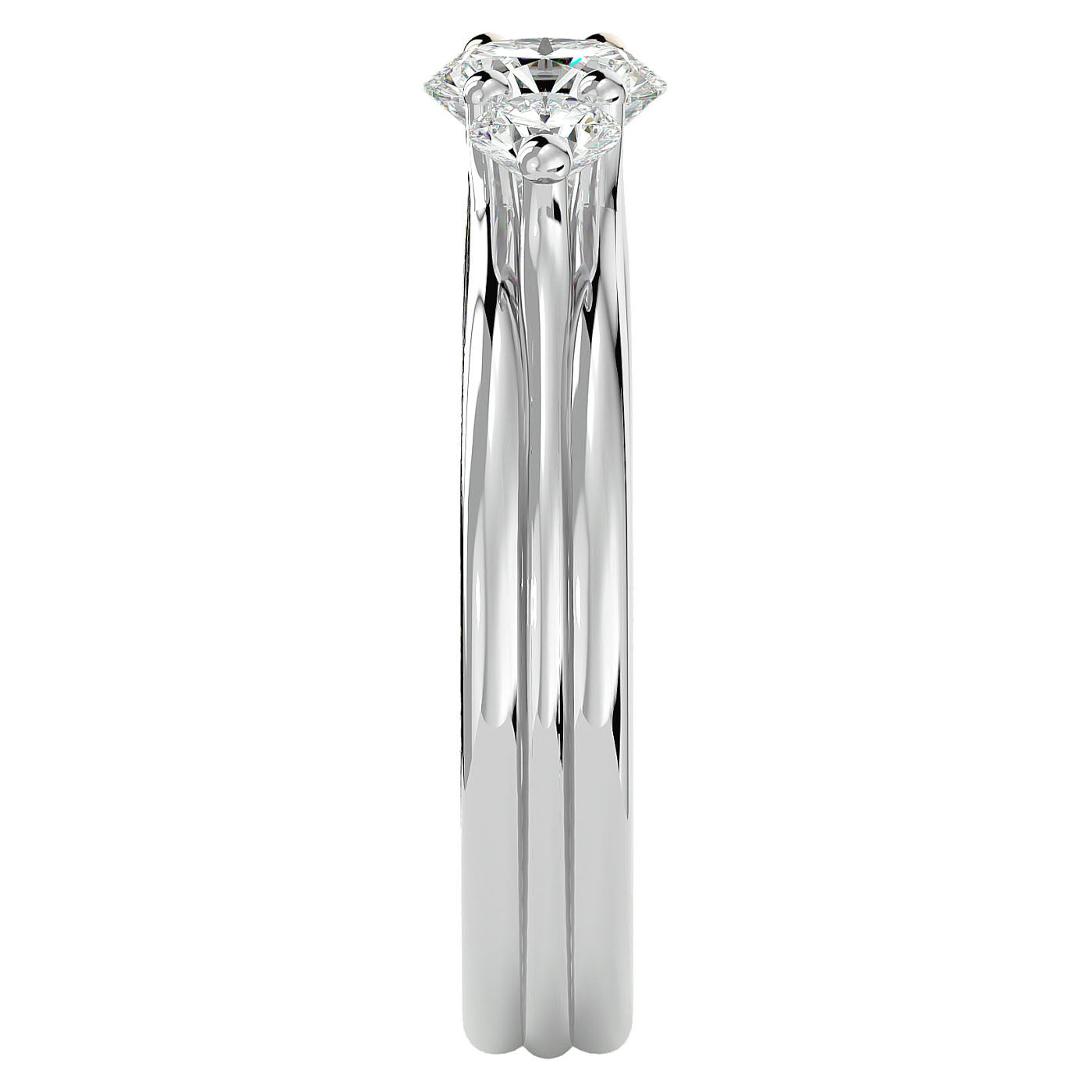 Inel de Logodnă Triplu din Aur 14k cu Trei Moissanite de 0.91 ct din 14k Aur Alb - Castelo.ro