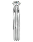 Inel de Logodnă Triplu din Aur 14k cu Trei Moissanite de 0.91 ct din 14k Aur Alb - Castelo.ro