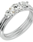 Inel de Logodnă Triplu din Aur 14k cu Trei Diamante Create în Laborator de 0.91 ct din 14k Aur Alb - Castelo.ro
