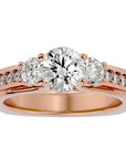 Inel de Logodnă din Aur 14k cu Trei Diamante Naturale Pavè de 1.70 ct din 14k Aur Roz - Castelo.ro