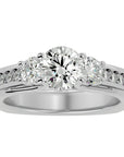 Inel de Logodnă cu Trei Diamante Create în Laborator Pavè de 1.70 ct din Platina - Castelo.ro