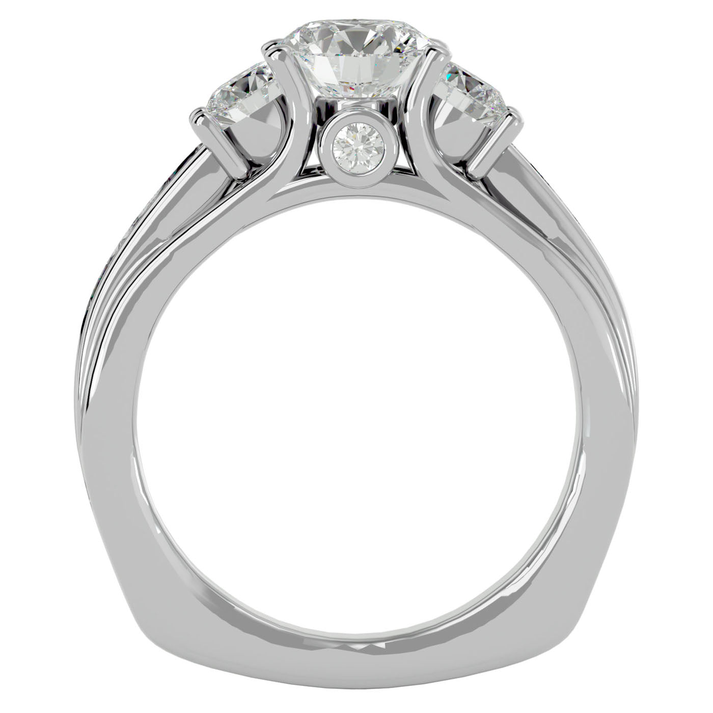 Inel de Logodnă cu Trei Moissanite Pavè de 1.70 ct din Platina - Castelo.ro
