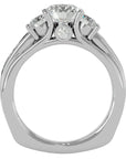 Inel de Logodnă cu Trei Diamante Create în Laborator Pavè de 1.70 ct din Platina - Castelo.ro