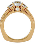 Inel de Logodnă cu Trei Diamante Naturale Pavè de 1.70 ct din 18k Aur Galben - Castelo.ro