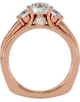 Inel de Logodnă din Aur 14k cu Trei Diamante Naturale Pavè de 1.70 ct din 14k Aur Roz - Castelo.ro