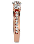 Inel de Logodnă cu Trei Moissanite Pavè de 1.70 ct din 18k Aur Roz - Castelo.ro