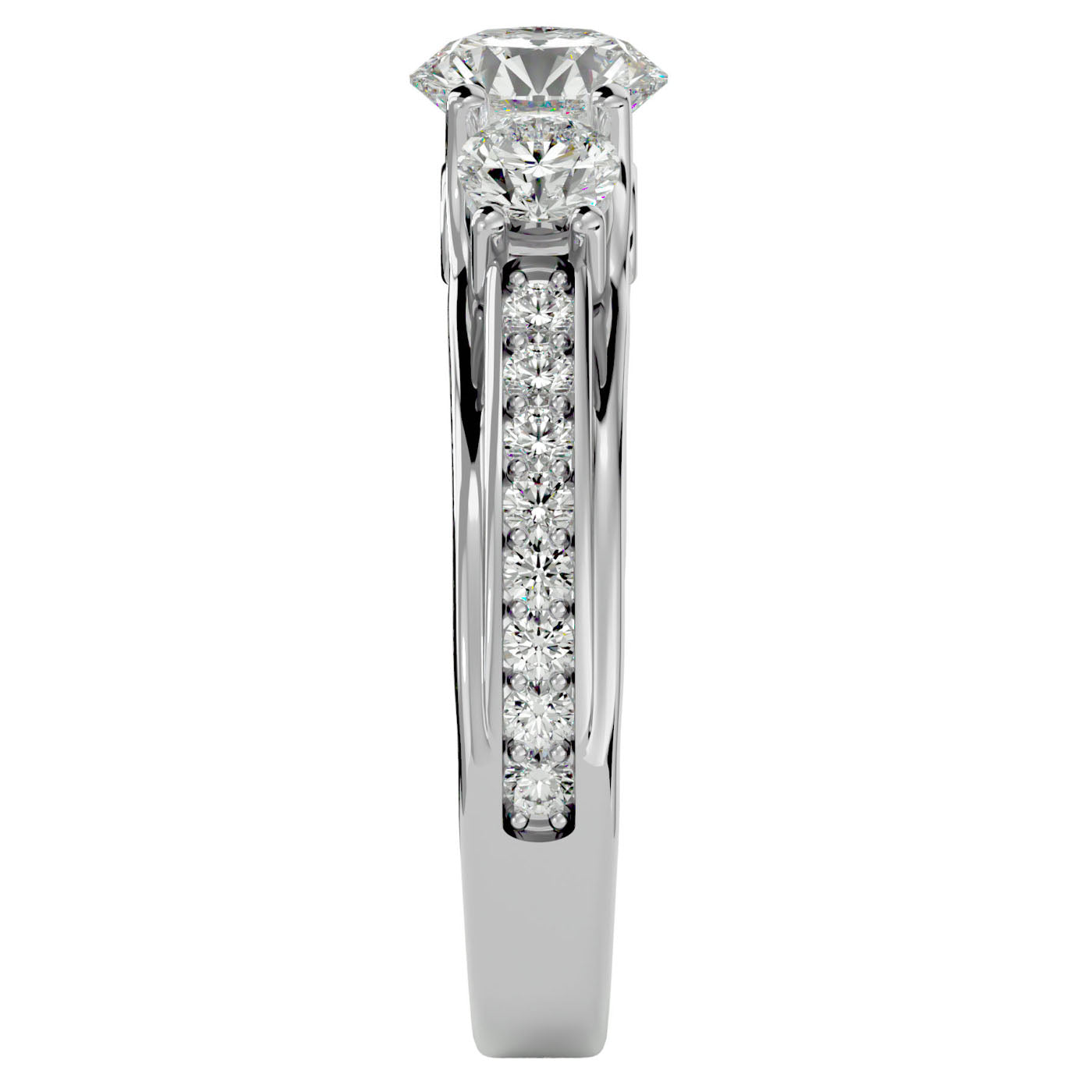 Inel de Logodnă cu Trei Moissanite Pavè de 1.70 ct din Platina - Castelo.ro