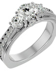 Inel de Logodnă din Aur 14k cu Trei Diamante Create în Laborator Pavè de 1.70 ct din 14k Aur Alb - Castelo.ro
