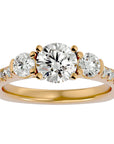 Inel de Logodnă cu Trei Moissanite Pavè de 1.54 ct din 18k Aur Galben - Castelo.ro