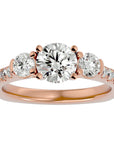 Inel de Logodnă din Aur 14k cu Trei Diamante Naturale Pavè de 1.54 ct din 14k Aur Roz - Castelo.ro
