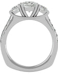 Inel de Logodnă din Aur 14k cu Trei Diamante Create în Laborator Pavè de 1.54 ct din 14k Aur Alb - Castelo.ro