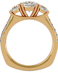 Inel de Logodnă cu Trei Moissanite Pavè de 1.54 ct din 18k Aur Galben - Castelo.ro