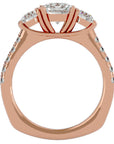 Inel de Logodnă din Aur 14k cu Trei Diamante Create în Laborator Pavè de 1.54 ct din 14k Aur Roz - Castelo.ro