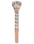 Inel de Logodnă din Aur 14k cu Trei Diamante Create în Laborator Pavè de 1.54 ct din 14k Aur Roz - Castelo.ro