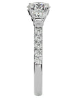 Inel de Logodnă din Aur 14k cu Trei Diamante Create în Laborator Pavè de 1.54 ct din 14k Aur Alb - Castelo.ro
