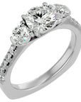 Inel de Logodnă din Aur 14k cu Trei Diamante Create în Laborator Pavè de 1.54 ct din 14k Aur Alb - Castelo.ro