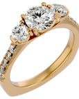 Inel de Logodnă din Aur 14k cu Trei Diamante Naturale Pavè de 1.54 ct din 14k Aur Galben - Castelo.ro