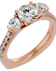 Inel de Logodnă cu Trei Moissanite Pavè de 1.54 ct din 18k Aur Roz - Castelo.ro