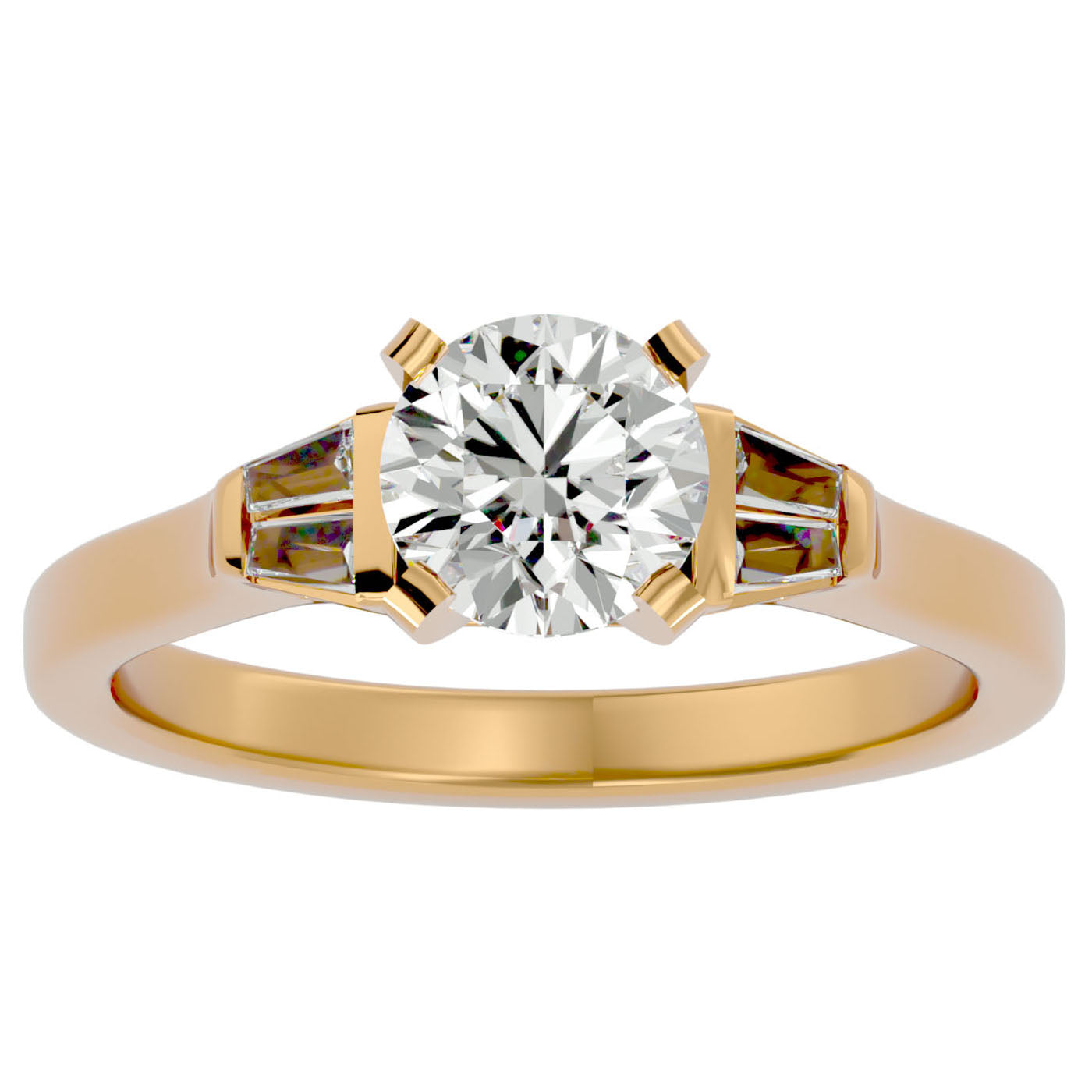 Inel de Logodnă cu Trei Moissanite de 0.94 ct din 18k Aur Galben - Castelo.ro