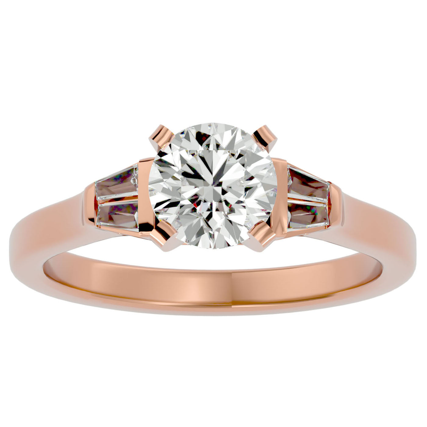 Inel de Logodnă cu Trei Moissanite de 0.94 ct din 18k Aur Roz - Castelo.ro