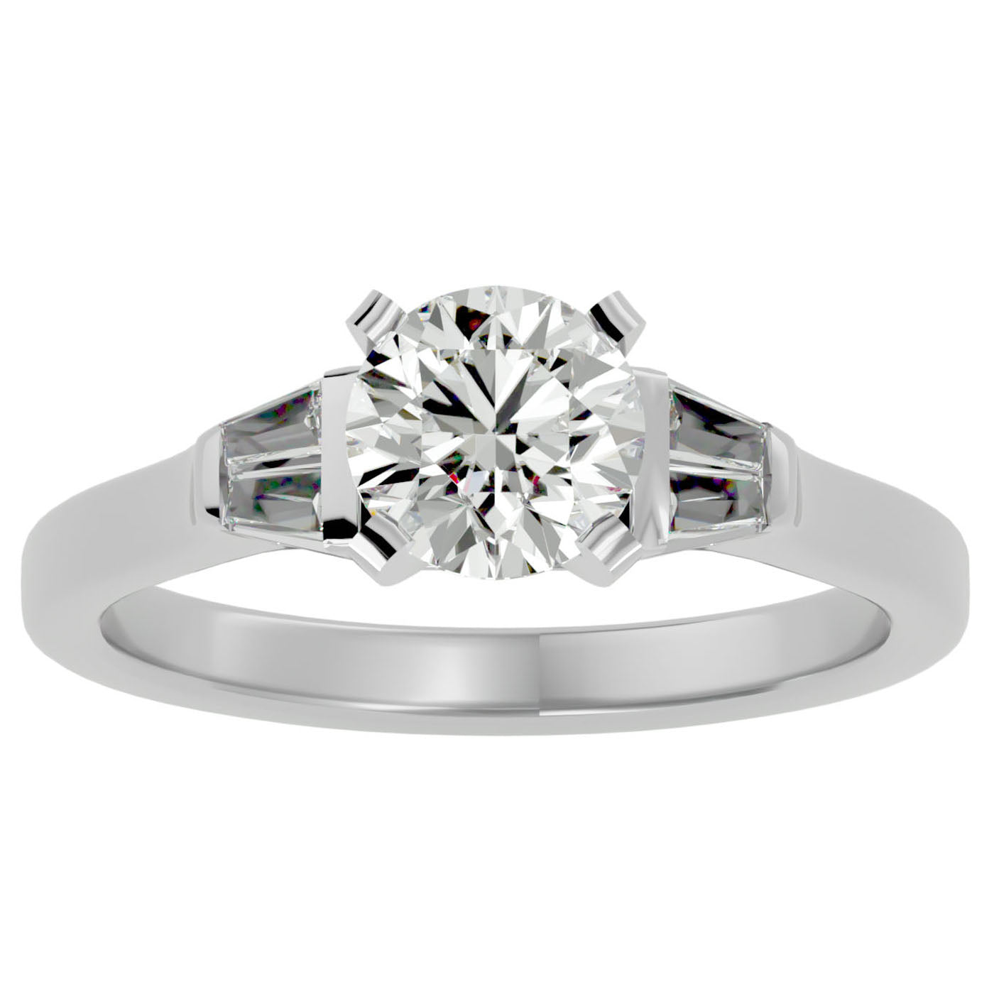 Inel de Logodnă din Aur 14k cu Trei Diamante Naturale de 0.94 ct din 14k Aur Alb - Castelo.ro