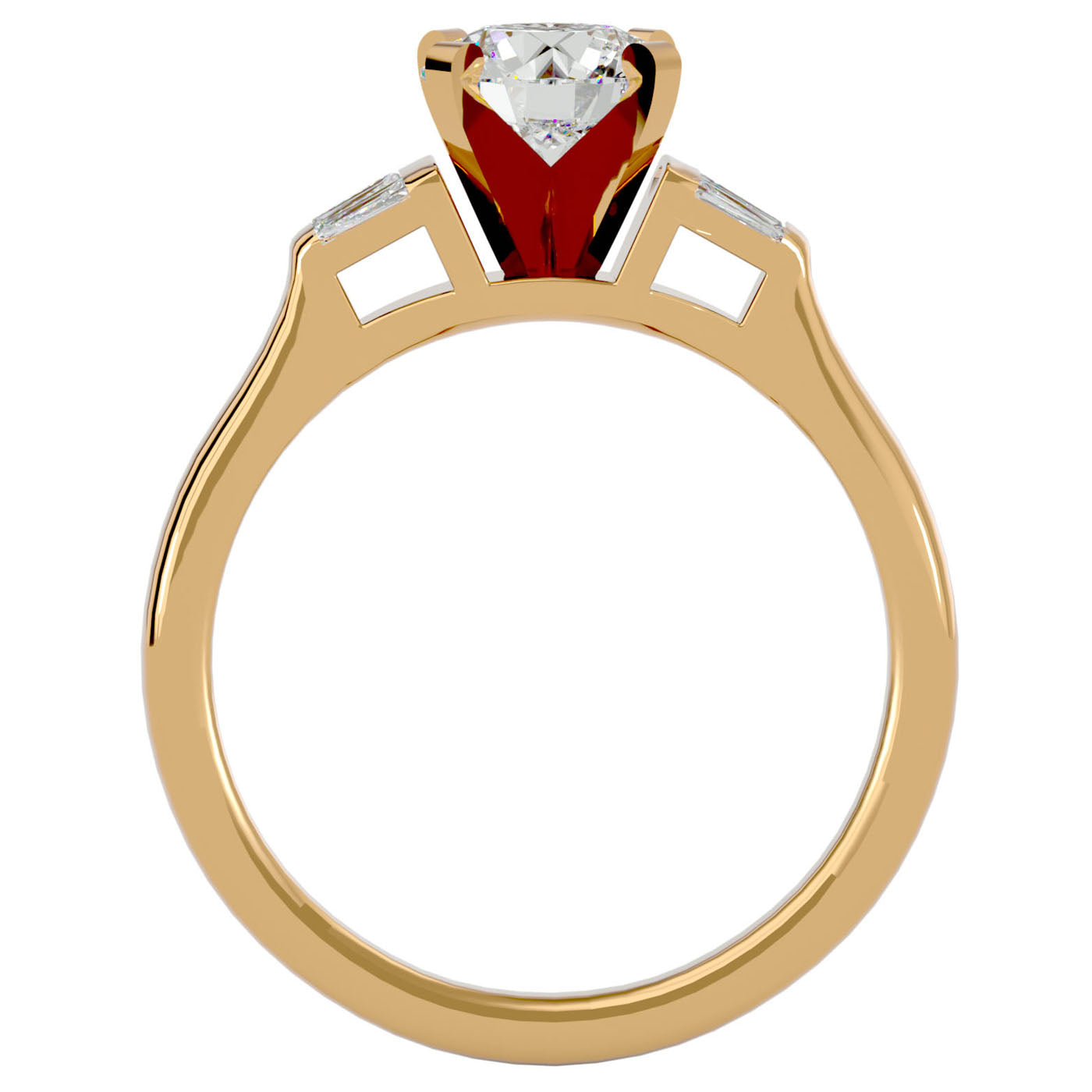 Inel de Logodnă cu Trei Moissanite de 0.94 ct din 18k Aur Galben - Castelo.ro