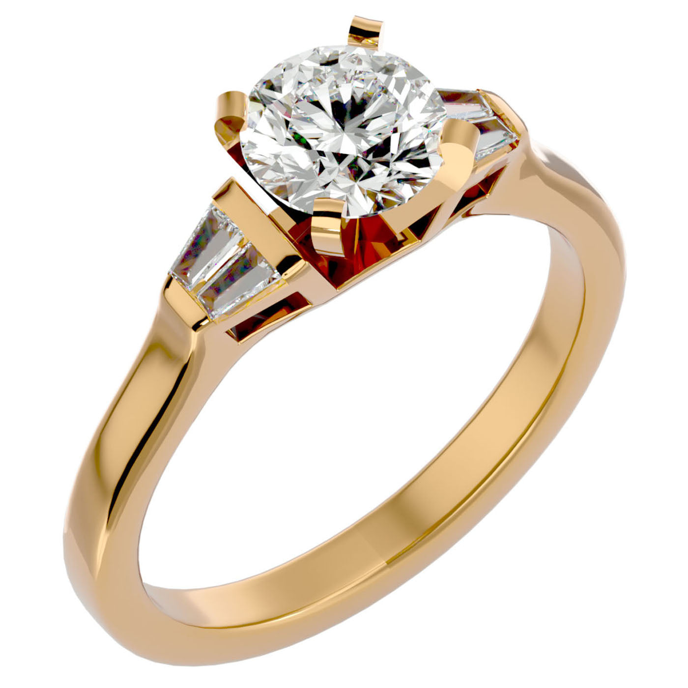 Inel de Logodnă din Aur 14k cu Trei Diamante Naturale de 0.94 ct din 14k Aur Galben - Castelo.ro