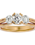Inel de Logodnă Geneviève din Aur 14k cu Trei Moissanite de 1.39 ct din 14k Aur Galben - Castelo.ro