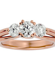 Inel de Logodnă Geneviève din Aur 14k cu Trei Moissanite de 1.39 ct din 14k Aur Roz - Castelo.ro