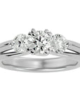 Inel de Logodnă Geneviève din Aur 14k cu Trei Moissanite de 1.39 ct din 14k Aur Alb - Castelo.ro