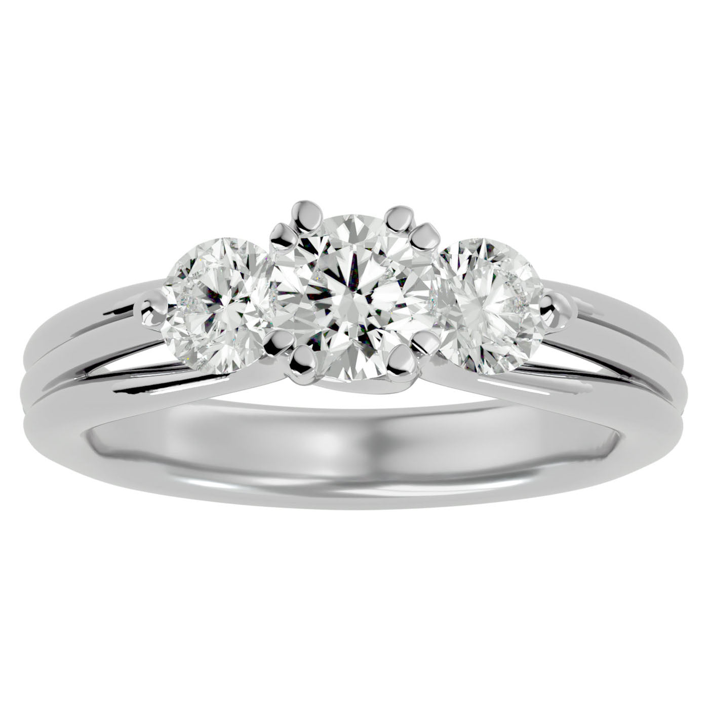 Inel de Logodnă Geneviève cu Trei Diamante Naturale de 1.39 ct din Platina - Castelo.ro
