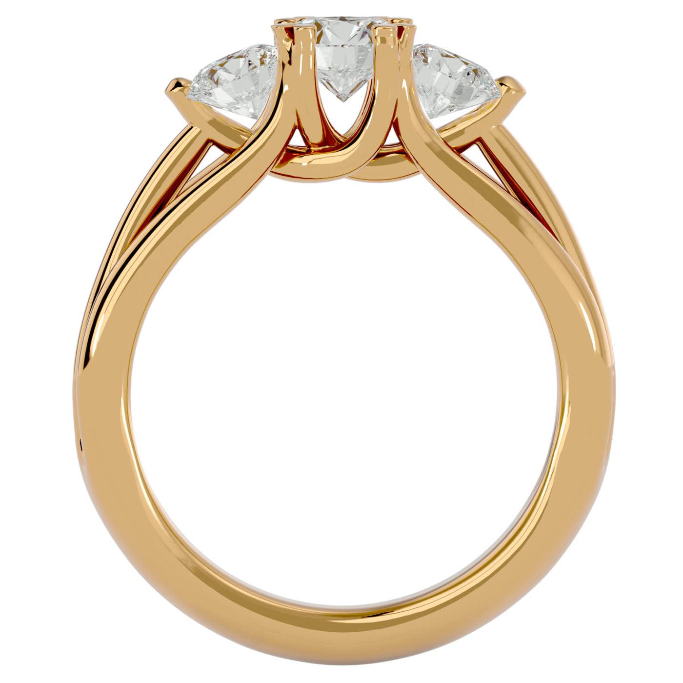 Inel de Logodnă Geneviève din Aur 14k cu Trei Diamante Naturale de 1.39 ct din 14k Aur Galben - Castelo.ro