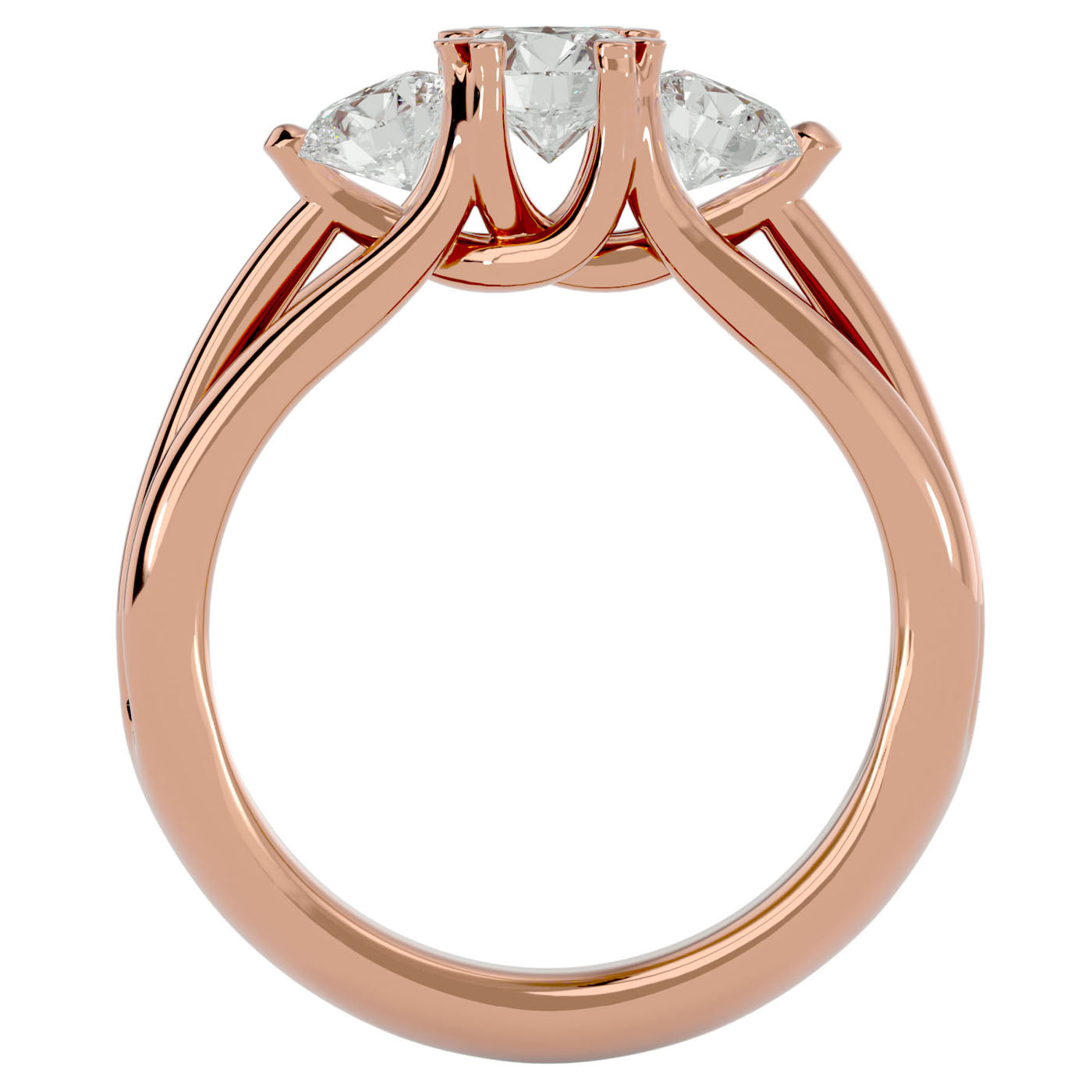 Inel de Logodnă Geneviève din Aur 14k cu Trei Diamante Naturale de 1.39 ct din 14k Aur Roz - Castelo.ro