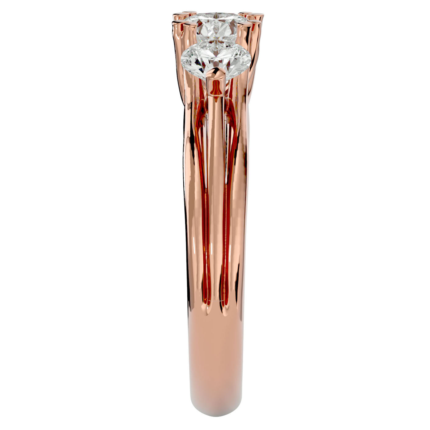 Inel de Logodnă Geneviève din Aur 14k cu Trei Diamante Naturale de 1.39 ct din 14k Aur Roz - Castelo.ro