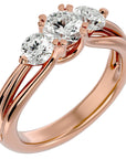 Inel de Logodnă Geneviève din Aur 14k cu Trei Moissanite de 1.39 ct din 14k Aur Roz - Castelo.ro