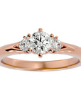 Inel de Logodnă din Aur 14k cu Trei Diamante Naturale de 0.73 ct din 14k Aur Roz - Castelo.ro