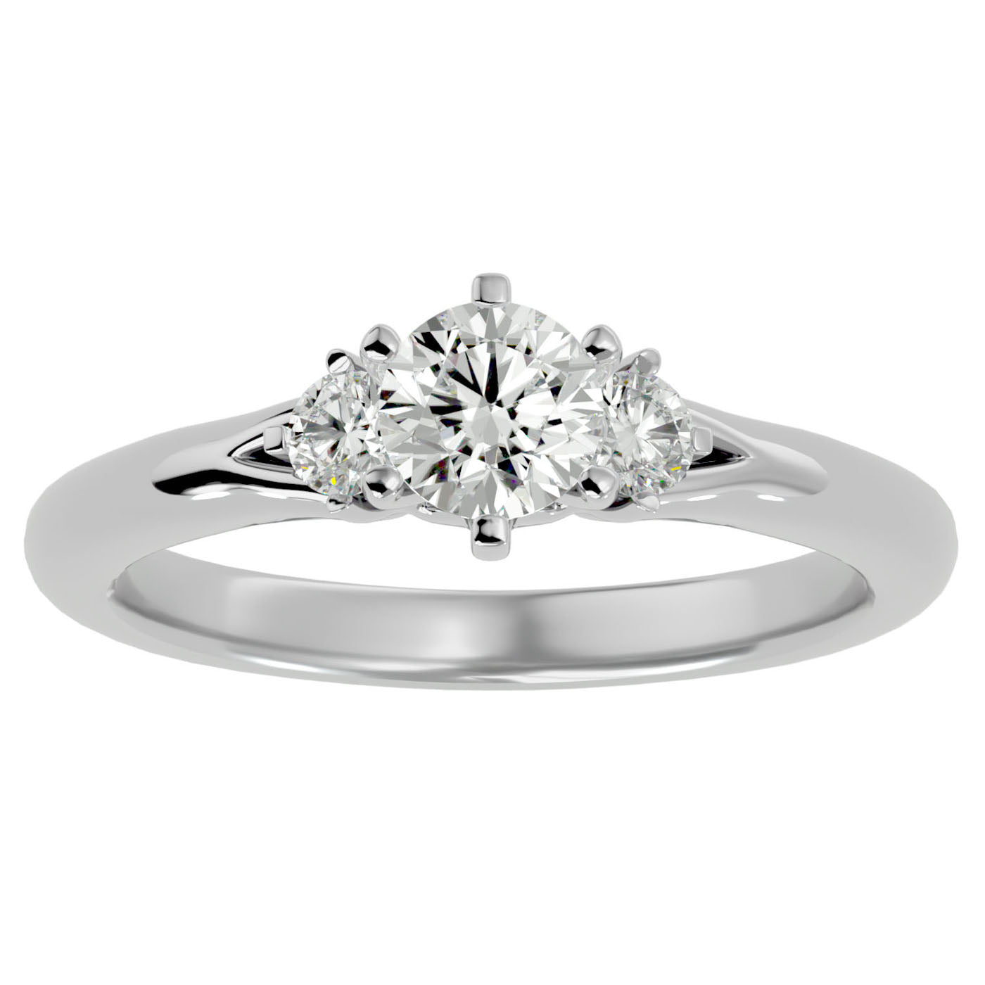 Inel de Logodnă cu Trei Moissanite de 0.73 ct din Platina - Castelo.ro