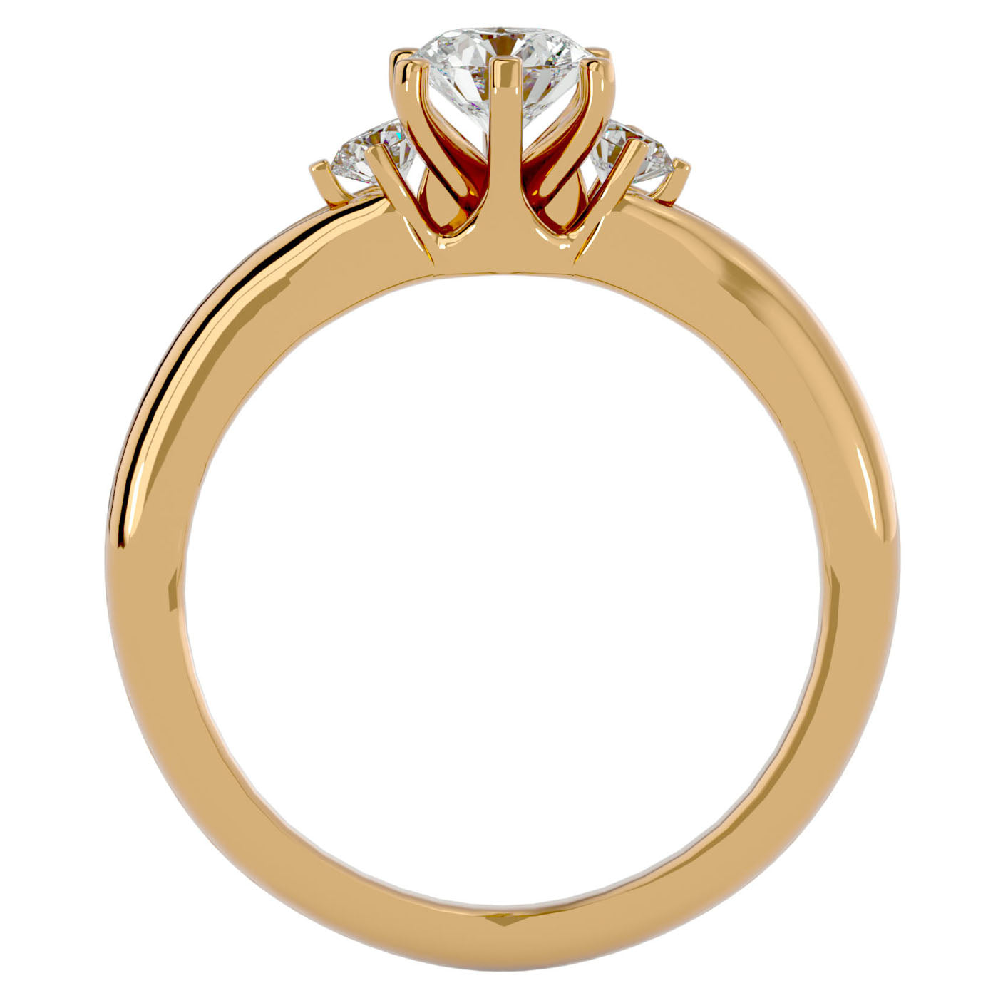 Inel de Logodnă cu Trei Diamante Naturale de 0.73 ct din 18k Aur Galben - Castelo.ro