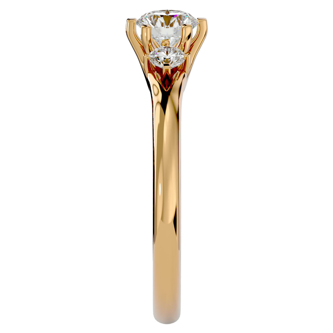 Inel de Logodnă cu Trei Moissanite de 0.73 ct din 18k Aur Galben - Castelo.ro