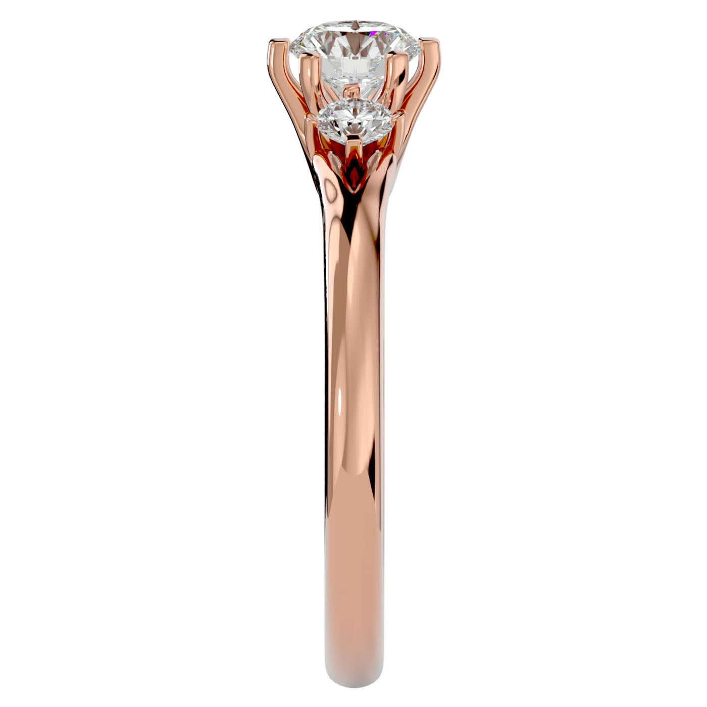 Inel de Logodnă cu Trei Moissanite de 0.73 ct din 18k Aur Roz - Castelo.ro