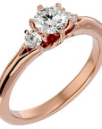 Inel de Logodnă din Aur 14k cu Trei Diamante Naturale de 0.73 ct din 14k Aur Roz - Castelo.ro