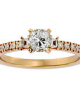 Inel de Logodnă Clasic din Aur 14k cu Trei Diamante Naturale Pavè de 0.97 ct din 14k Aur Galben - Castelo.ro