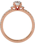 Inel de Logodnă Clasic din Aur 14k cu Trei Diamante Naturale Pavè de 0.97 ct din 14k Aur Roz - Castelo.ro