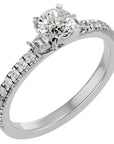 Inel de Logodnă Clasic din Aur 14k cu Trei Moissanite Pavè de 0.97 ct din 14k Aur Alb - Castelo.ro