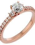 Inel de Logodnă Clasic din Aur 14k cu Trei Diamante Naturale Pavè de 0.97 ct din 14k Aur Roz - Castelo.ro