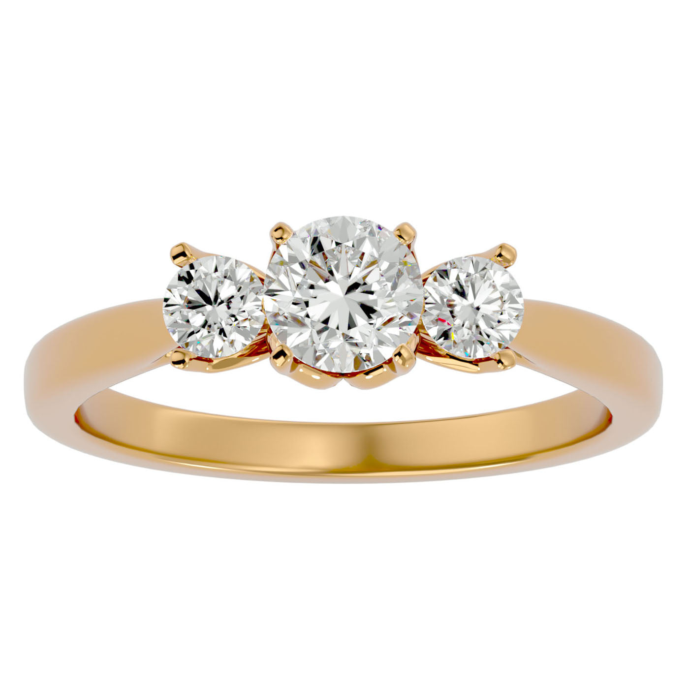 Inel de Logodnă Josephine din Aur 14k Trei Moissanite de 0.90 ct din 14k Aur Alb - Castelo.ro