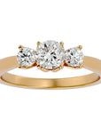 Inel de Logodnă Josephine din Aur 14k Trei Moissanite de 0.90 ct din 14k Aur Alb - Castelo.ro